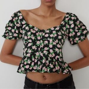 ZARA floral print top xs